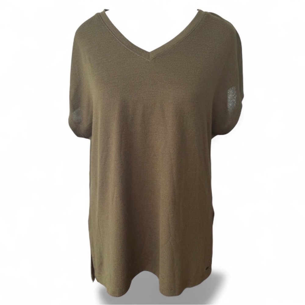 Orvis Olive V Neck Knit Top Small